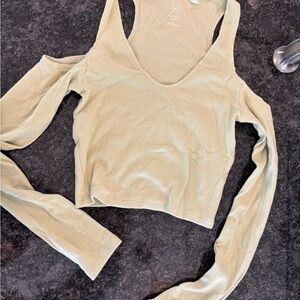 PacSun Cream Cold Shoulder Crop Top